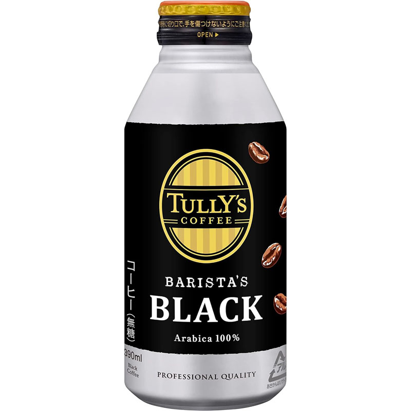 TULLY’S COFFEE BARISTA’S BLACK ボトル缶 390ml×24本　【送料無料】